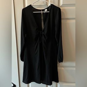Tie knot black mini dress